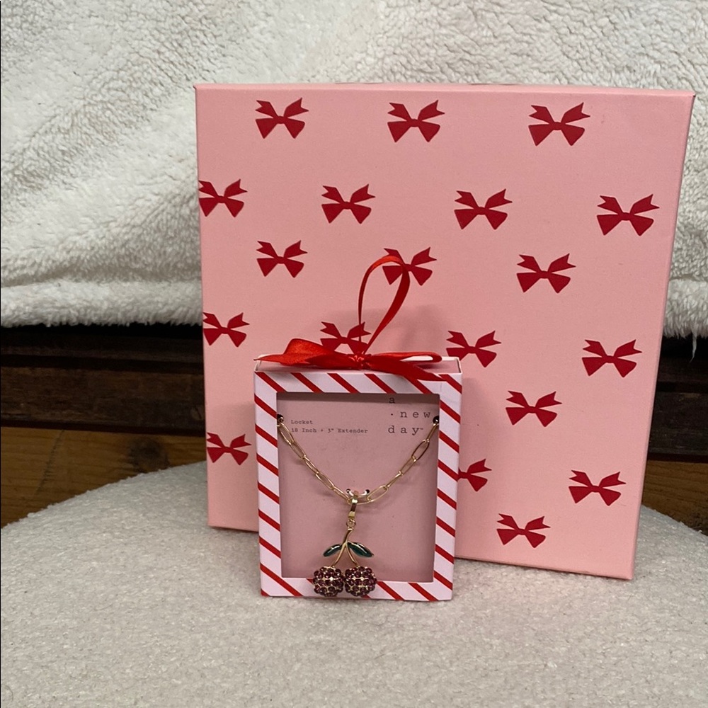Cherry Pendant Necklace with Gift Box